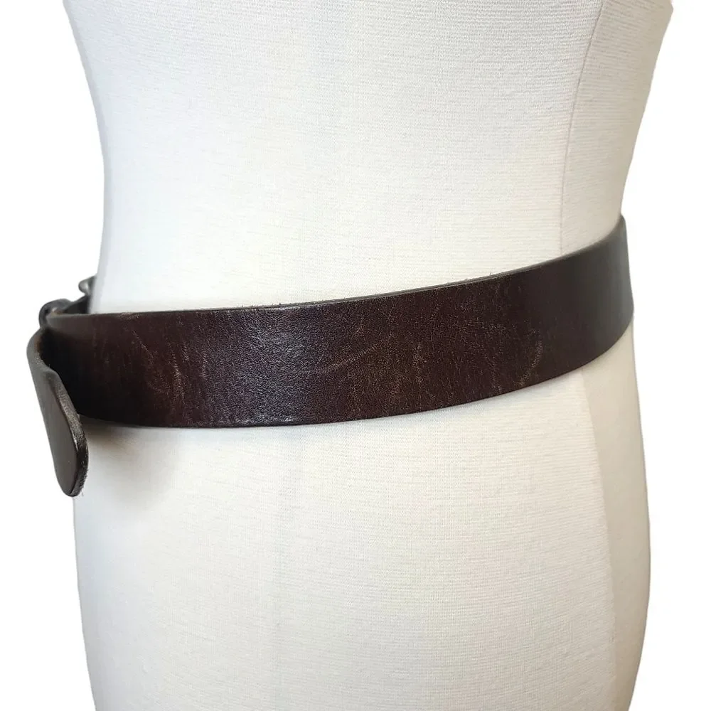 J&M 1850 Johnston & Murphy Brown Leather Belt Made in USA Size 34